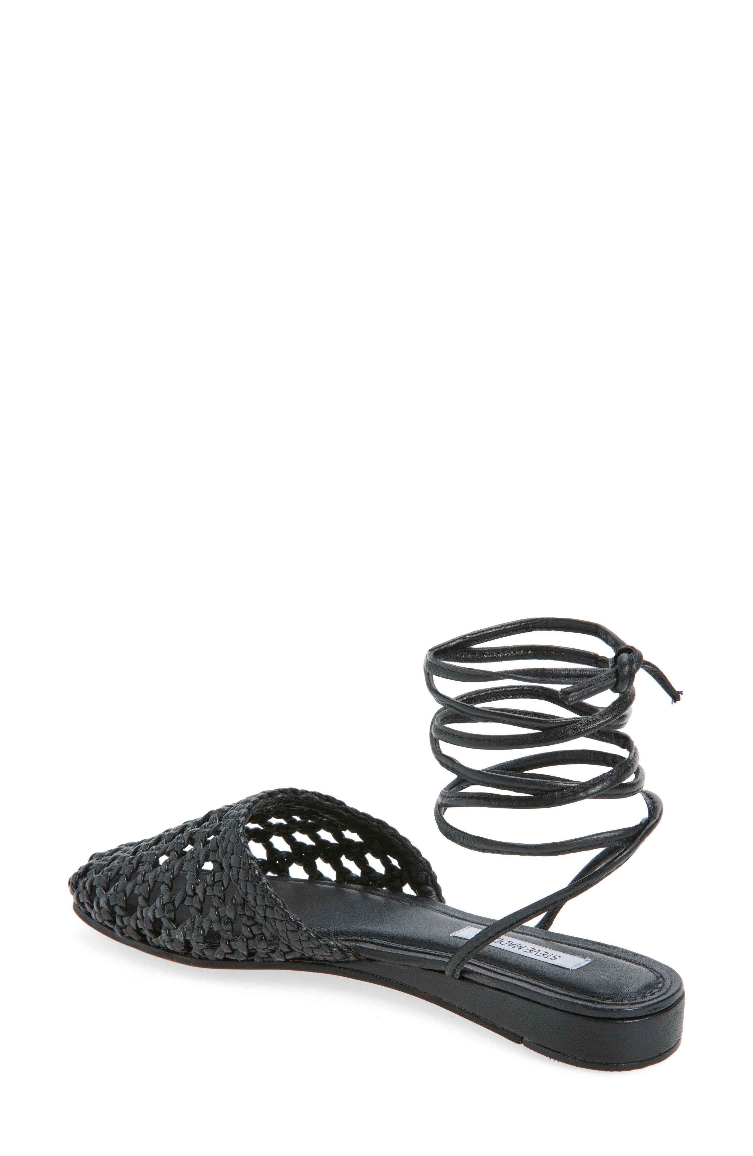 Steve Madden Flutter Wraparound Ankle Sandal, Alternate, color, Black Leather