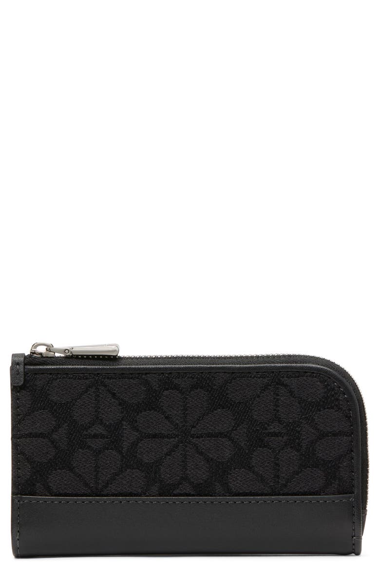 Kate Spade New York devin spade floral jacquard bifold wallet, Main, color, Black Multi.