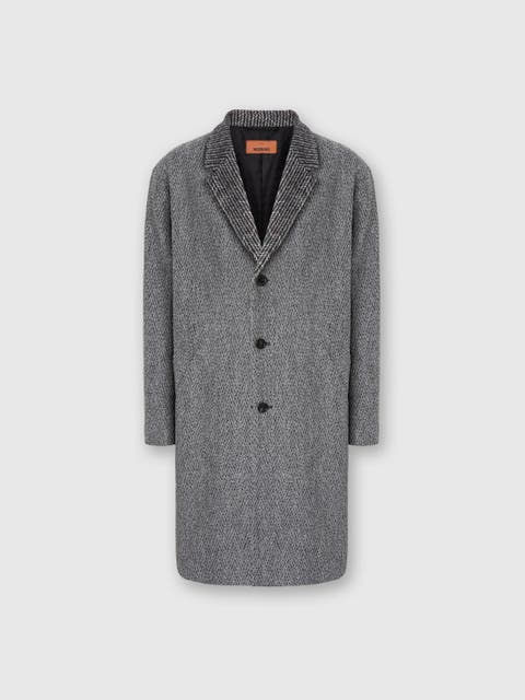 Wool Cloth Coat With Chevron Pattern