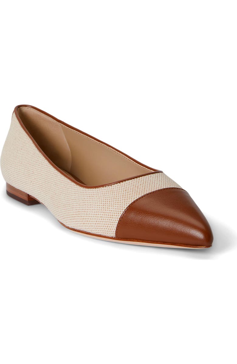 Lauren Ralph Lauren Londyn Pointed Cap Toe Ballet Flat, Main, color, Natural