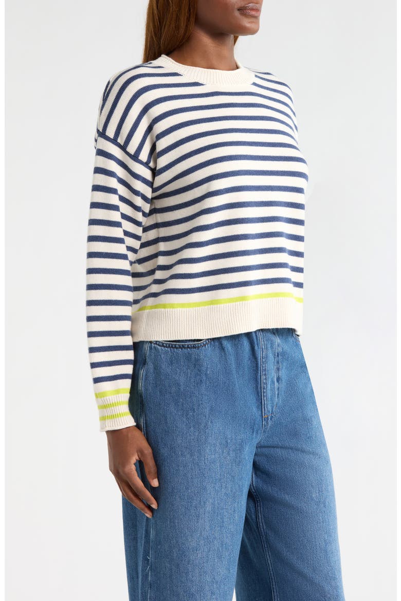Suki Stripe Cotton Rollneck Sweater, Alternate, color, NAVY STRIPE