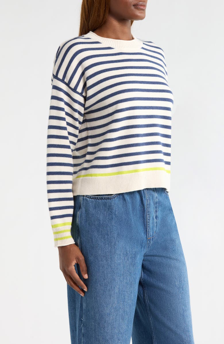 Marine Layer Suki Stripe Cotton Rollneck Sweater, Alternate, color, Navy Stripe