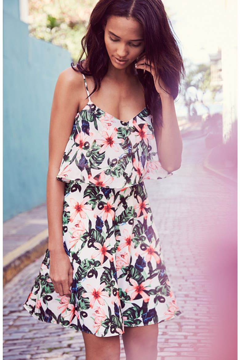 'Jungle Lily' A-Line Popover Dress, Alternate, color, ULTRA WHITE