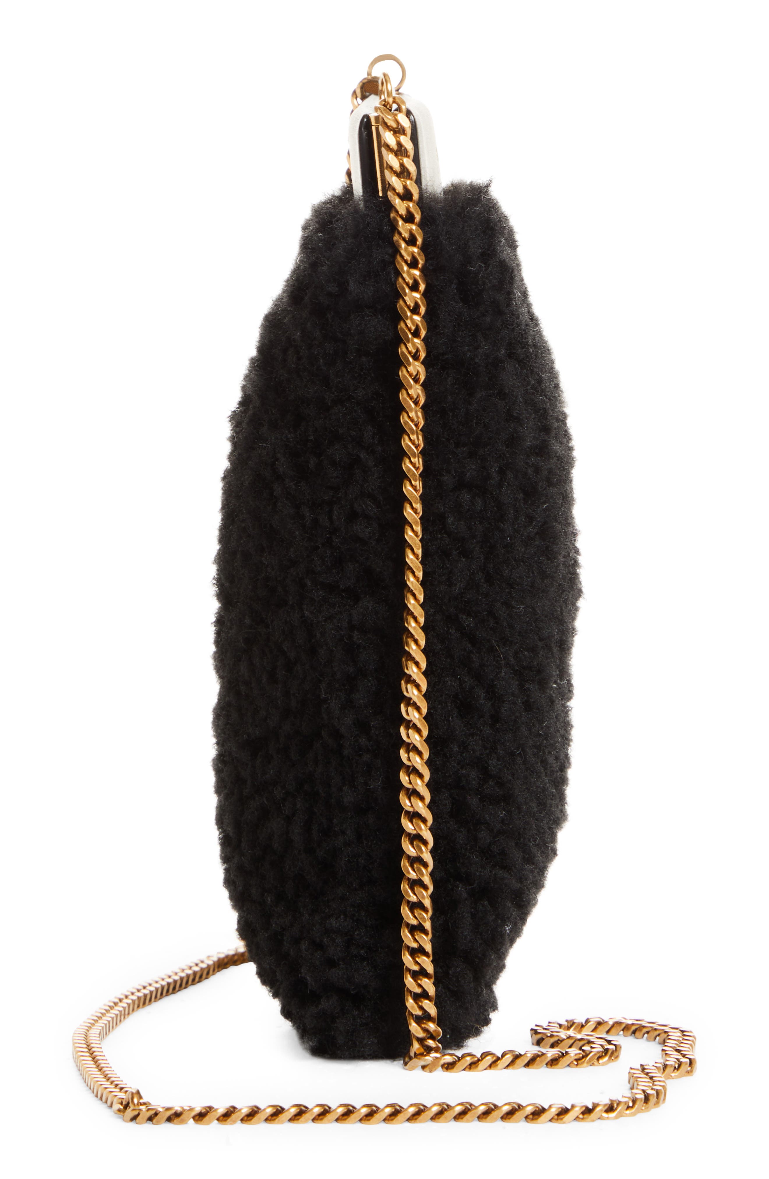 Saint Laurent Mini Pac Pac Genuine Shearling Shoulder Bag, Alternate, color, 