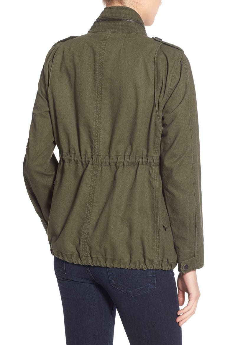 Linen & Cotton Blend Military Jacket, Alternate, color, GREEN