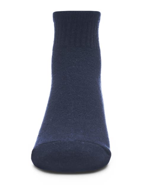 Memoi Kids' 3 Pair Pack Mid Cut Cotton Blend Socks In Blue