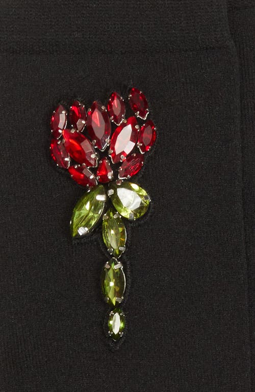 Simone Rocha Carnation Crystal Embellished Socks In Black/red/multi