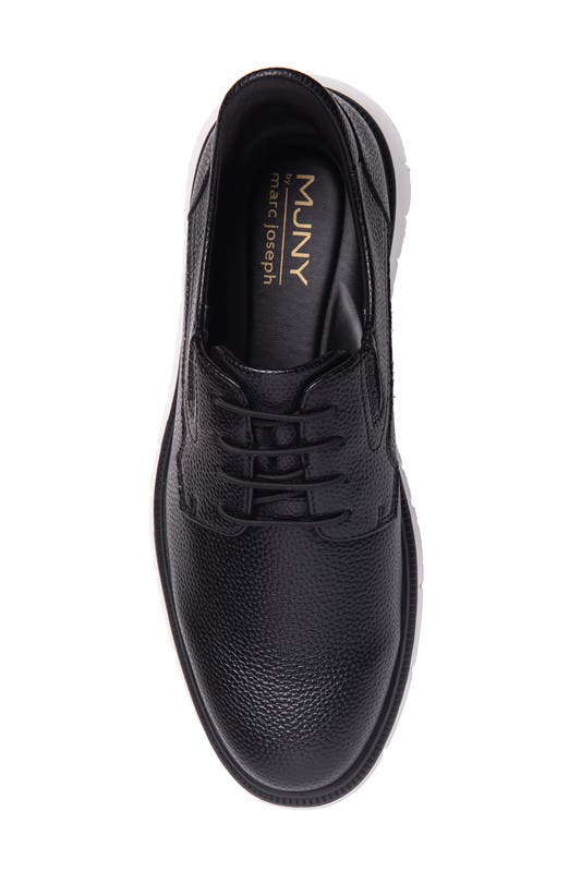 Marc Joseph New York Cloud Street Hands Free Technology Leather Plain Toe Casual Oxford, Alternate, color, Black Grainy Leather