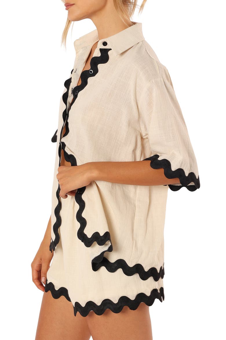 Wilson Rickrack Trim Cotton Shirt & Shorts Set, Alternate, color, CREAM BLACK