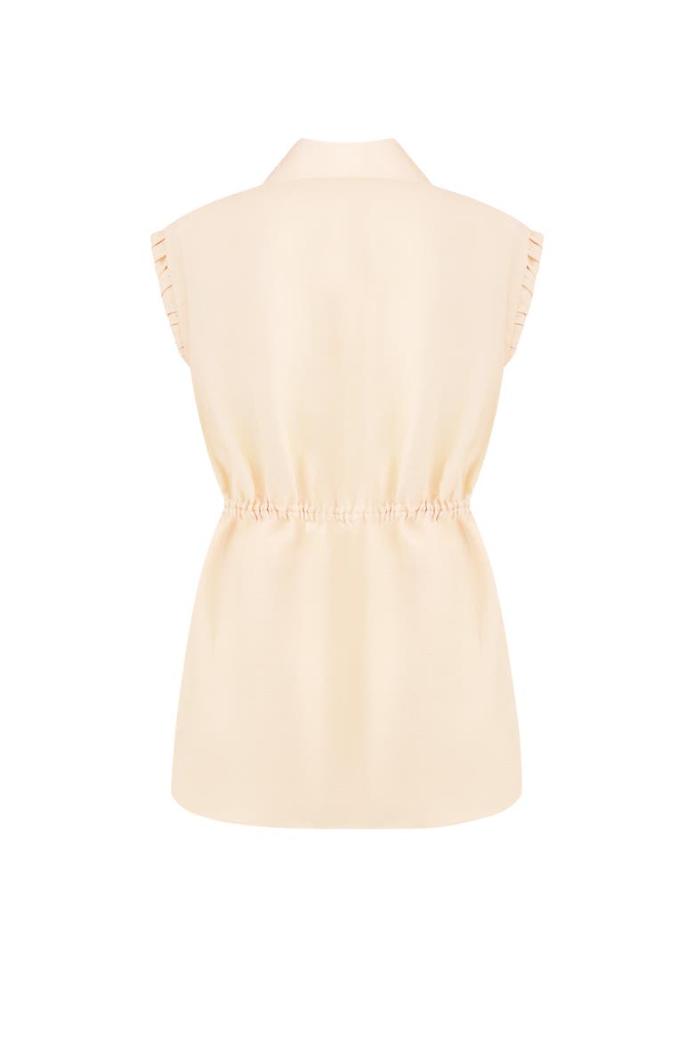 Drawstring-Waist Floral-Applique Blouse, Alternate, color, Light Apricot