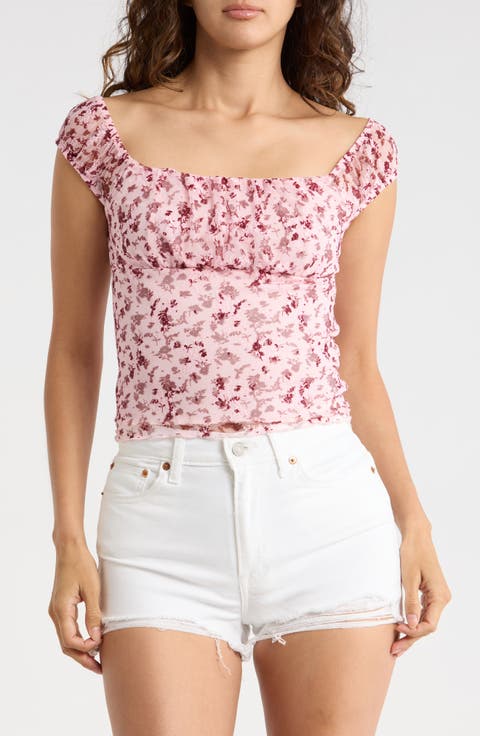 Emma Floral Ruffle Trim Top