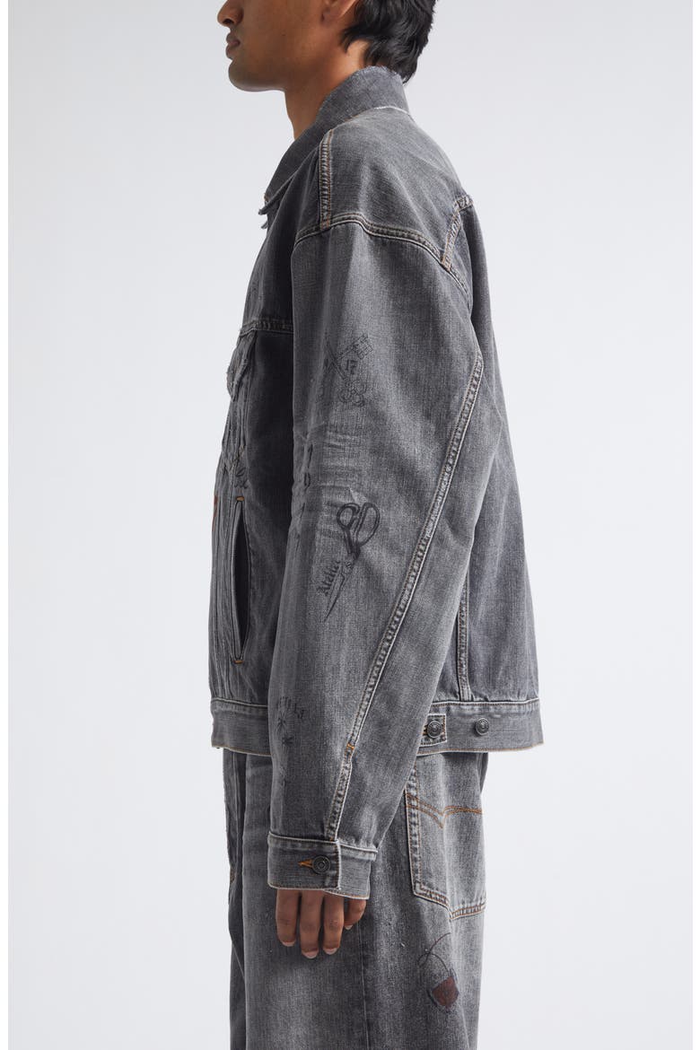Tattoo Boxy Denim Jacket, Alternate, color, 1441 DARK GREY