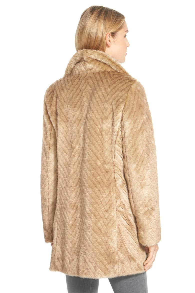 Faux Fur A-Line Coat, Alternate, color, LATTE
