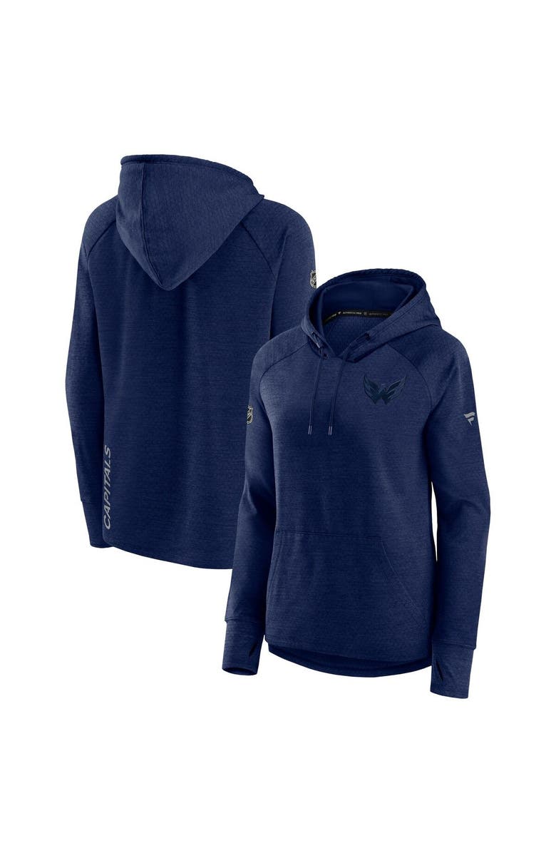 FANATICS Women's Fanatics Branded Heather Navy Washington Capitals Authentic Pro Road Performance Raglan Pullover Hoodie, Main, color, 
