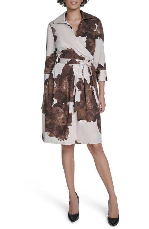 Floral Stretch Cotton Wrap Dress