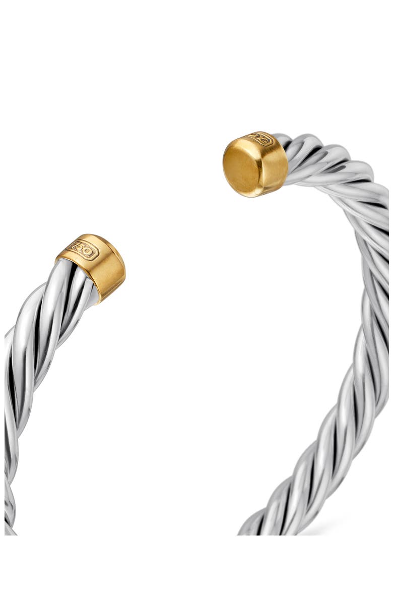Cable Cuff Bracelet with 18K Gold & Semiprecious Stone, Alternate, color, SILVER/ GOLD