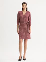 Misook Tweed Jacquard Knit Wrap Dress