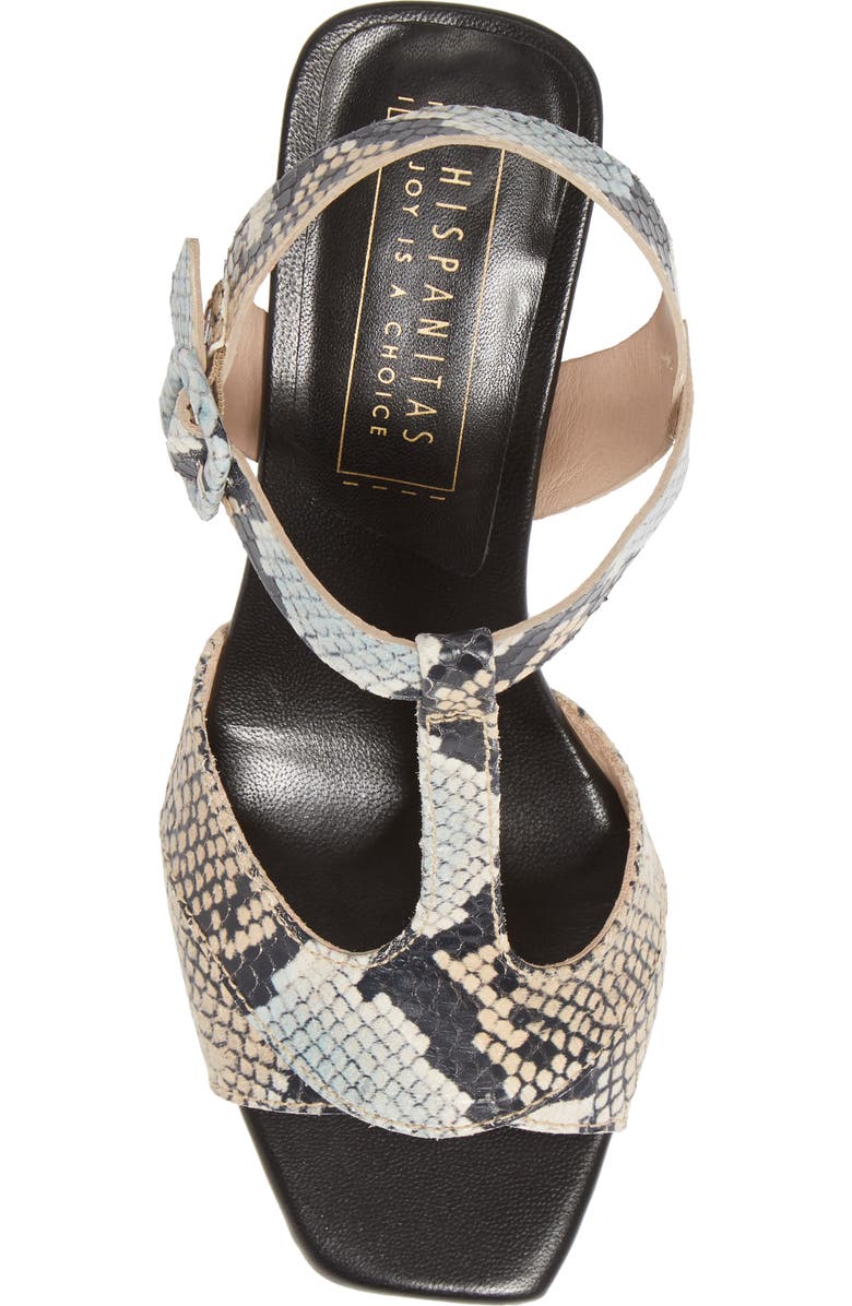 Hispanitas Preston Snakeskin Print Leather T-Strap Sandal, Alternate, color,