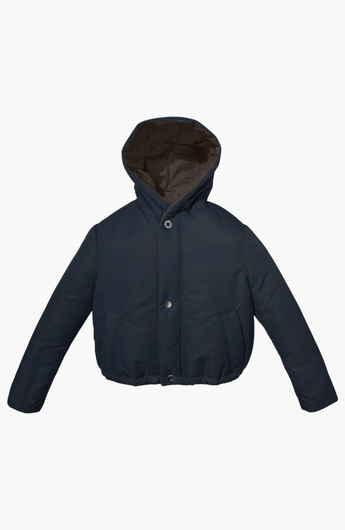 Caalo Reversible Sustainable Down Short Coat In Dark Brown