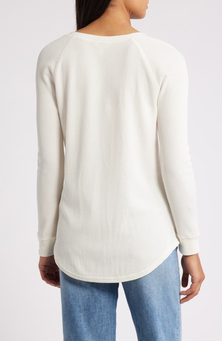 Caslon<sup>®</sup> Waffle Knit Cotton Blend Henley Top, Alternate, color, Ivory Pristine
