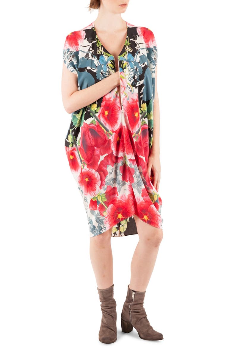 Silk Maternity/Nursing Dress, Alternate, color, PINK HIBISCUS PRINT