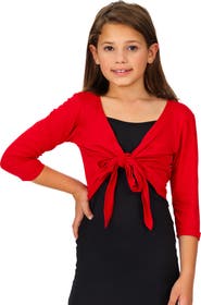 24sevenKid Tie Front Cropped Cardigan Shrug