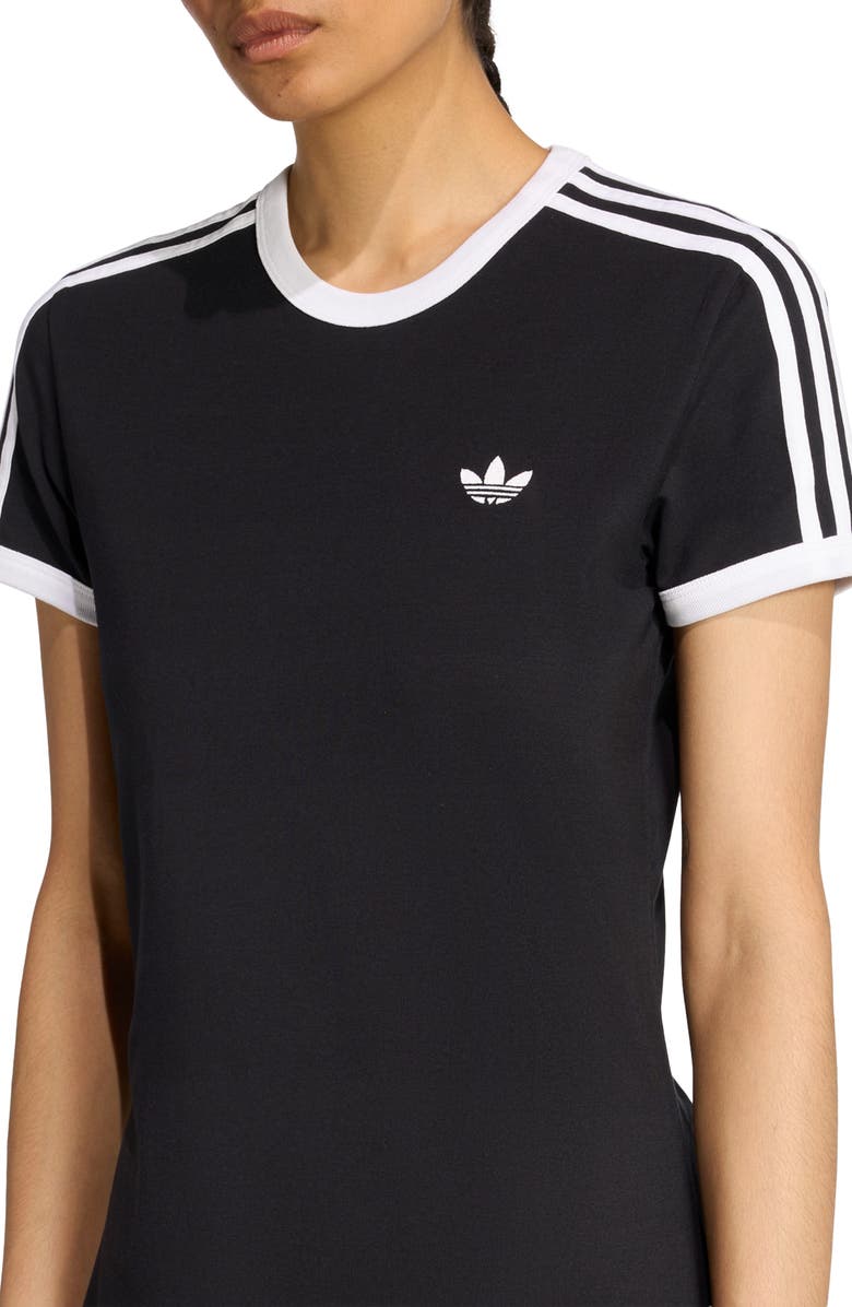 adidas Originals 3-Stripes Stretch Cotton Midi Dress, Alternate, color, 