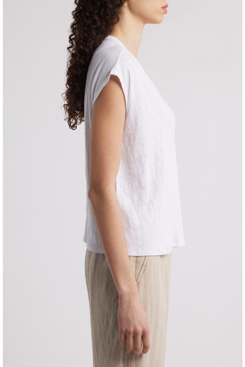 Boxy V-Neck Organic Linen T-Shirt, Alternate, color, WHITE