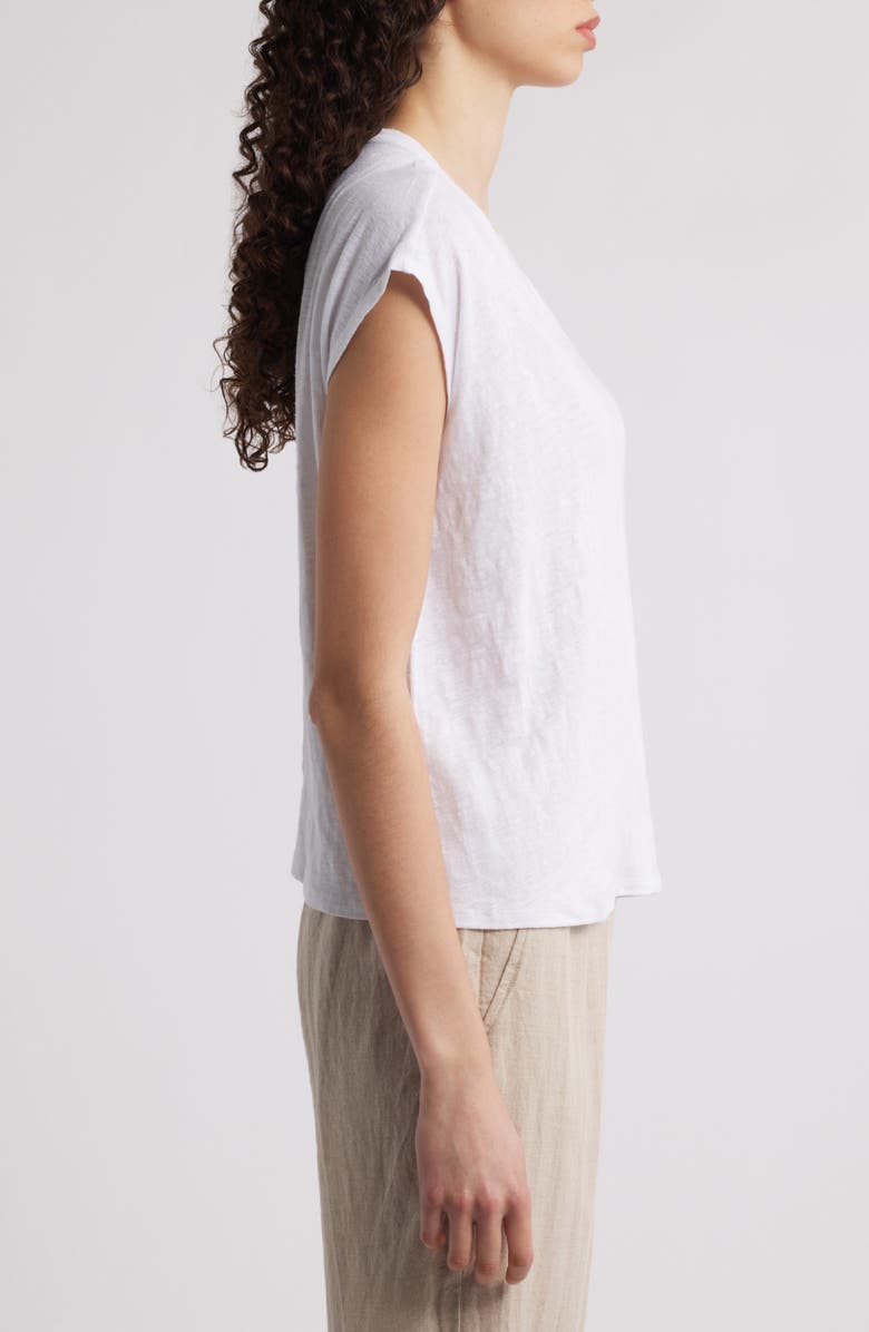 Eileen Fisher Boxy V-Neck Organic Linen T-Shirt, Alternate, color, White