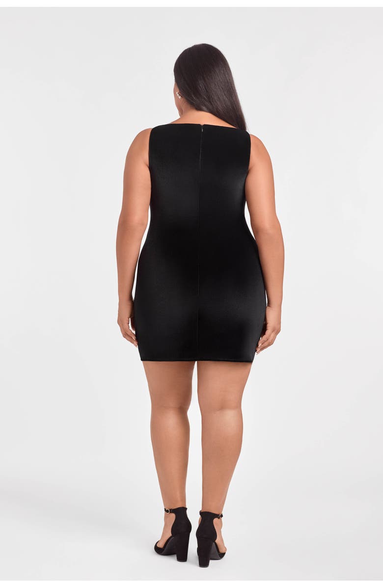 S3 Sculpting Shapewear Shirred Boat Neck Velvet Mini Dress, Alternate, color, Onyx Black