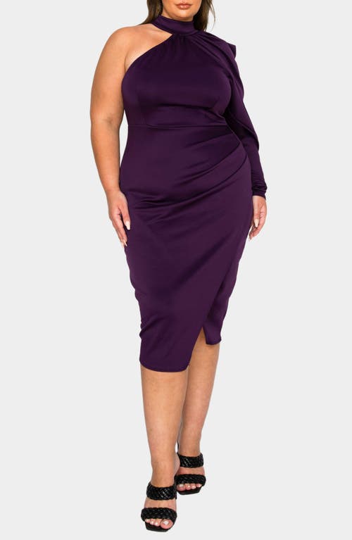 L I V D Gigi One-shoulder Long Sleeve Midi Dress In Blue
