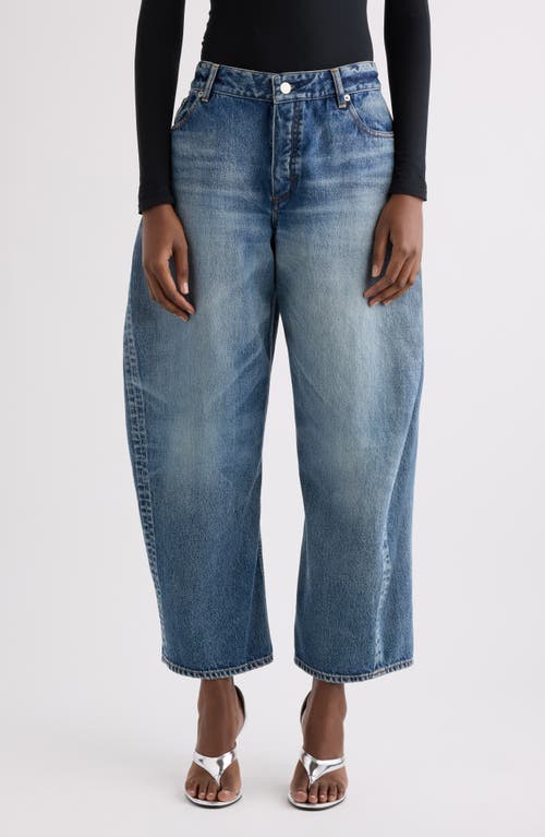 Alaïa Rodeo Cotton Denim Barrel Leg Ankle Jeans in Dirty Wash at Nordstrom, Size 26
