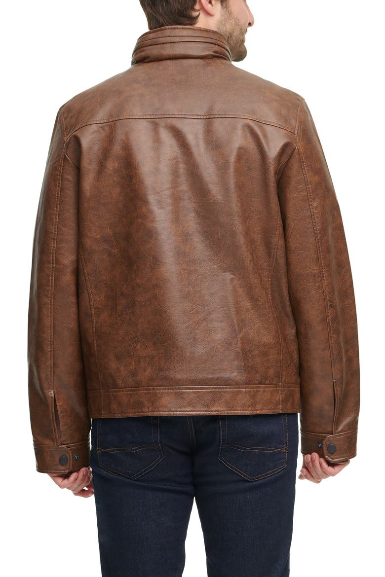 Water Resistant Faux Leather Military Jacket, Alternate, color, SADDLE