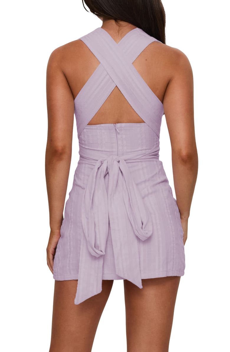 Princess Polly Alsace Plunge Cotton Minidress, Alternate, color, Purple