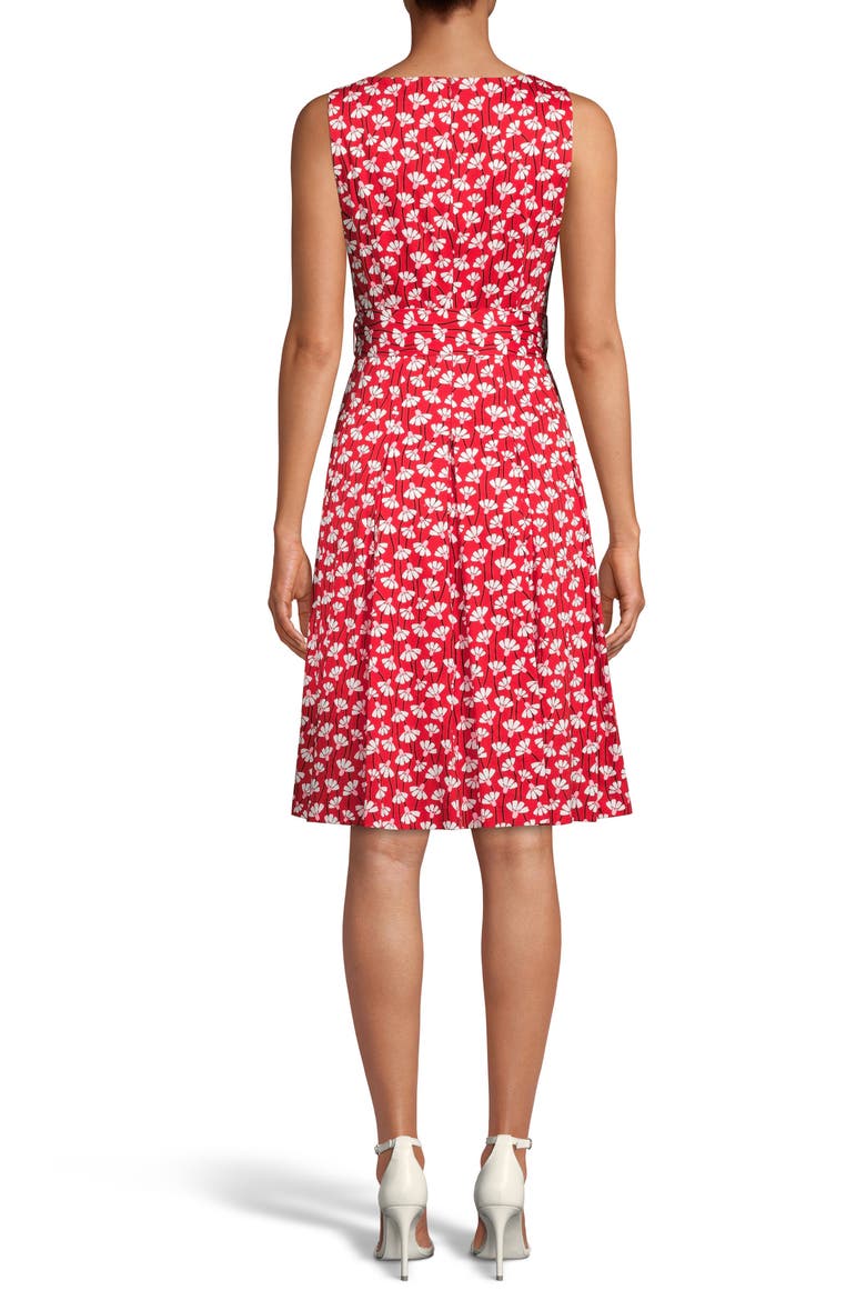 Floral Print Fit & Flare Dress, Alternate, color, POPPY/ WHITE COMBO