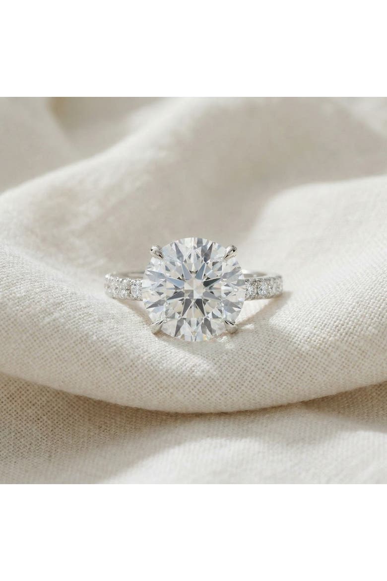 Certified 7Ct Diamond Hidden Halo Engagement Side Halo Ring Lab Grown, Alternate, color, 14k White Gold