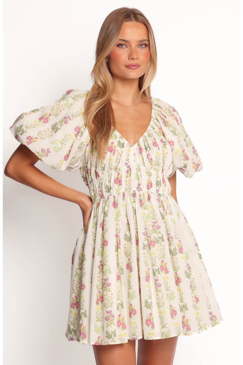 Zadie Floral Puff Sleeve Minidress, Alternate, color, LIGHT GREEN