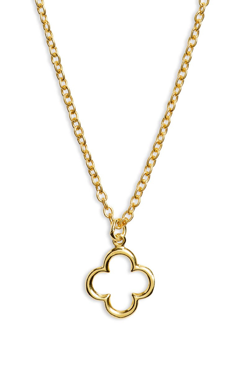 Argento Vivo Sterling Silver Clover Pendant Necklace, Main, color, Gold
