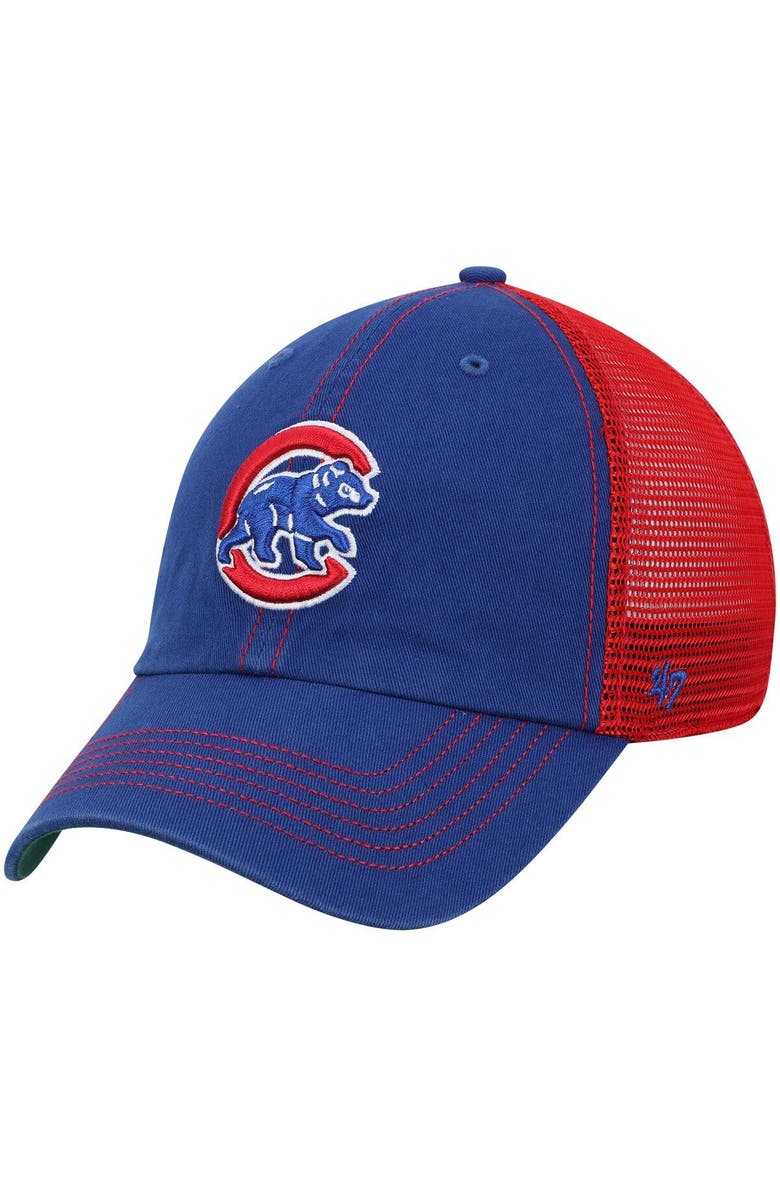 '47 Men's '47 Royal/Red Chicago Cubs Trawler Clean Up Trucker Hat, Main, color,