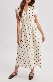 WISHLIST Polkadot Zip Front Midi Dress