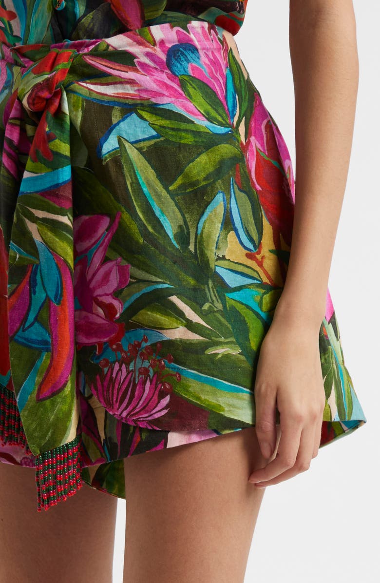 FARM Rio Jardin De Reve Linen Blend Shorts, Alternate, color, 