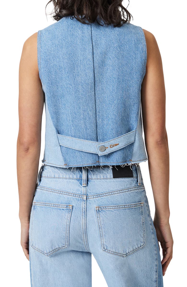 Mavi Jeans Peony Colorblock Raw Hem Denim Vest, Alternate, color, Blocking Denim