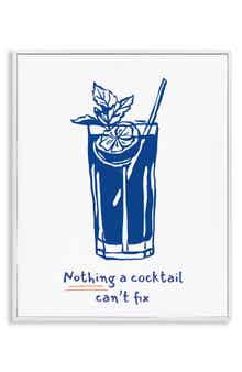 Stupell Industries Nothing A Cocktail Can't Fix Framed Canvas Wall Art