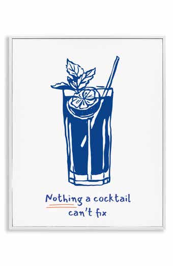 Stupell Industries Nothing A Cocktail Can't Fix Framed Canvas Wall Art
