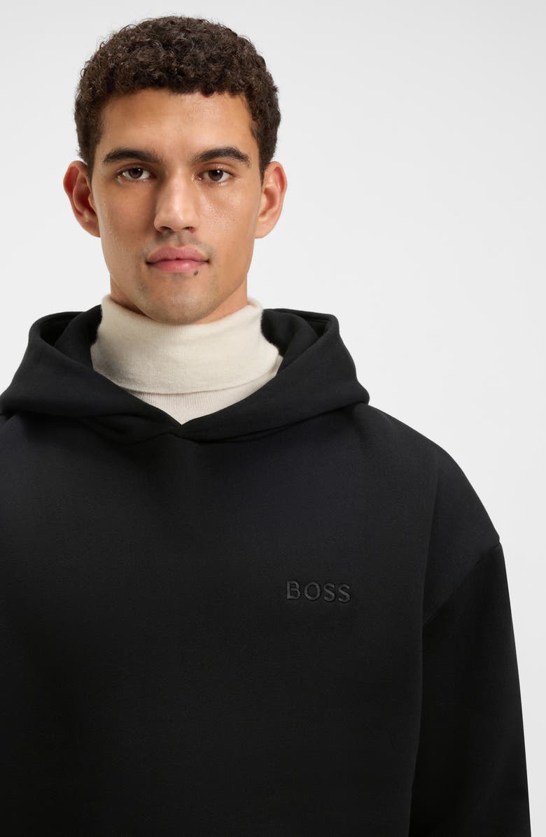 BOSS Stevens Cotton Fleece Pullover Hoodie, Alternate, color, Black