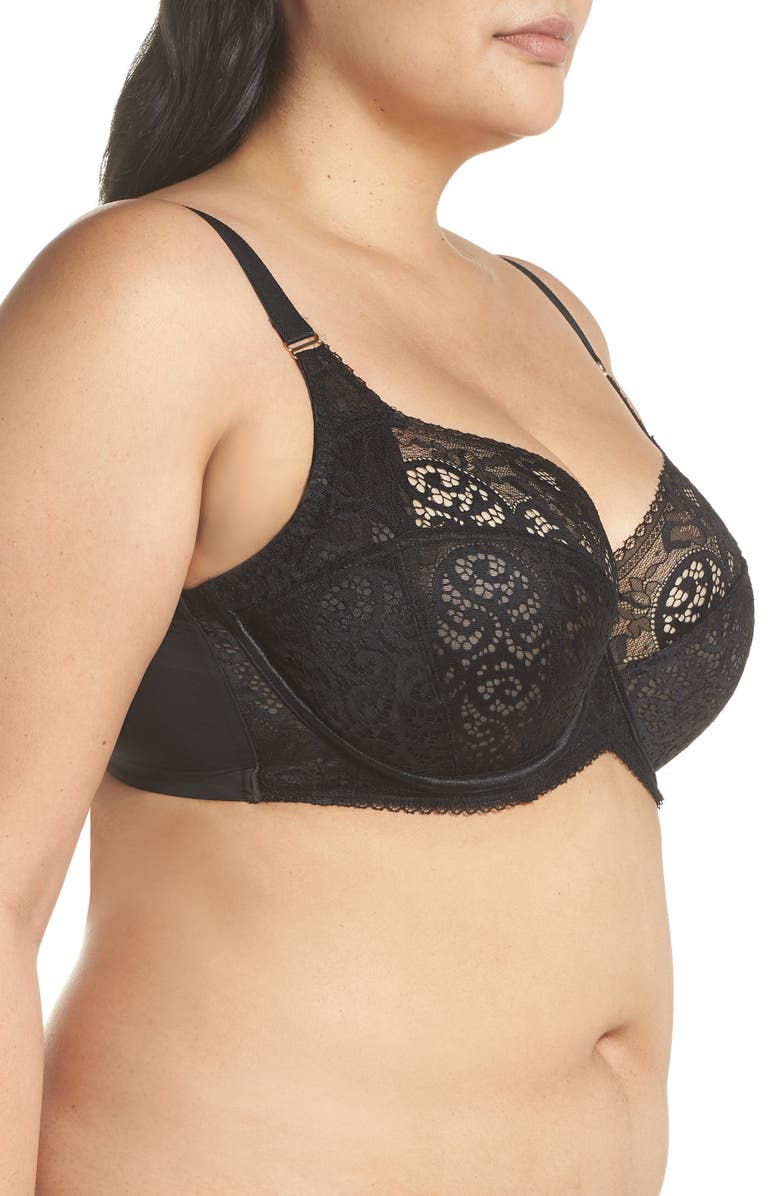 Panache Estel Underwire Full Coverage Stretch Lace Side Support Bra, Alternate, color, Noir