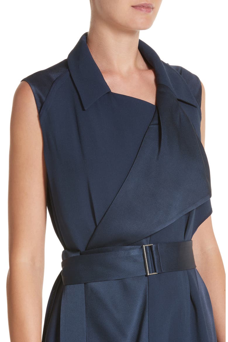 Crepe Back Satin Belted Wrap Dress, Alternate, color, NAVY