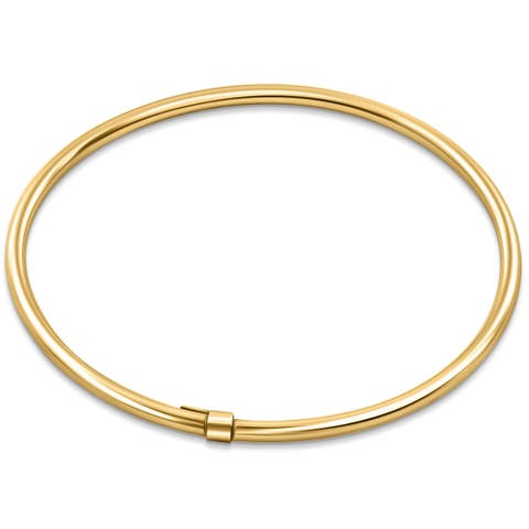 18K Gold Plated Silver Polished 3mm Slip-On Bangle Bracelet Lightweight