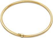 Bliss Diamond 18K Gold Plated Silver Polished 3mm Slip-On Bangle Bracelet Lightweight