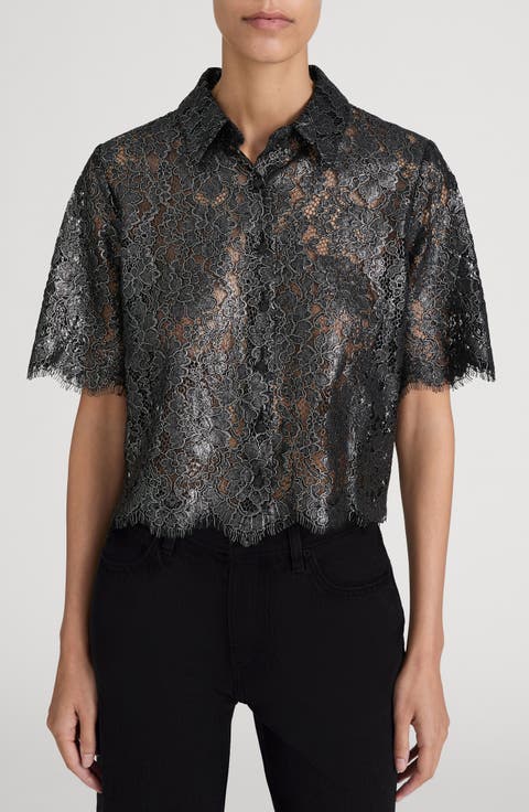 The Foil Lace Button-Up Shirt